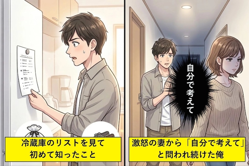 疲れ果てた妻から「自分で考えて」と問われ続けた俺→冷蔵庫のリストを見て初めて知ったこと
