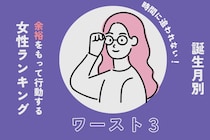 【誕生月別】時間に追われない！余裕をもって行動する女性ランキング＜最下位～第１０位＞