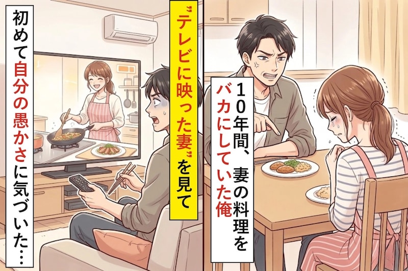 10年間、妻の料理をバカにしていた俺→ある日、”テレビに映った妻”を見て、初めて自分の愚かさに気づいた…