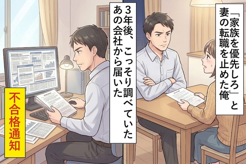 「お前の夢より家族を優先しろ」と妻の転職を止めた俺→３年後、こっそり調べていた"あの会社"から届いた不合格通知
