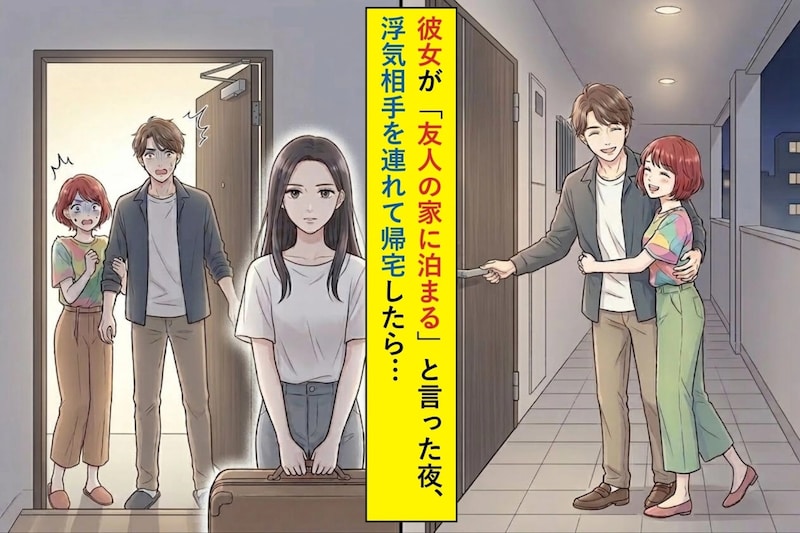 彼女が「友人の家に泊まる」と言った夜、浮気相手を連れて帰宅したら…