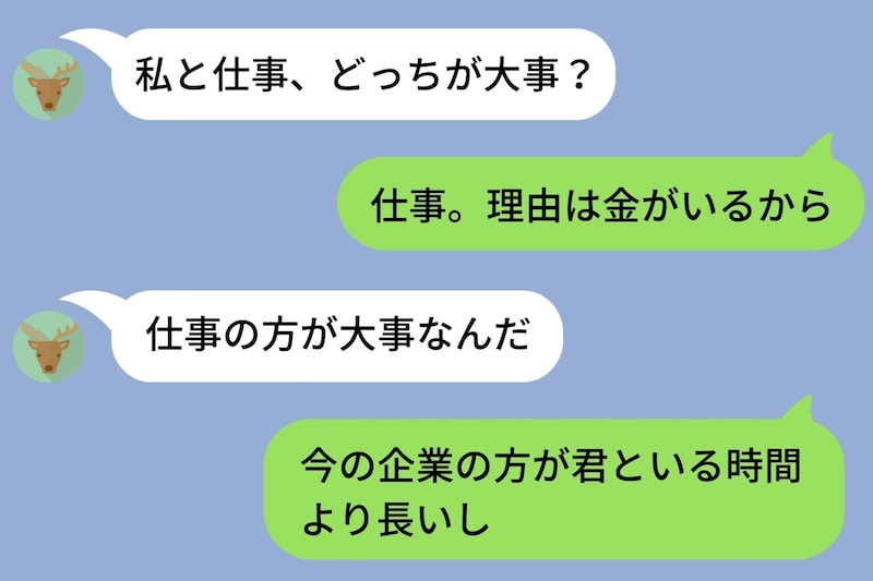 彼女に「私と仕事どっちが大事？」と聞かれ、冗談で答えたら→思わぬ展開になってしまった話