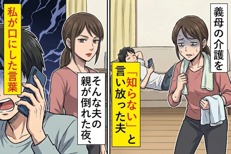 義母の介護を「知らない」と言い放った夫。そんな夫の親が倒れた夜、私が口にした言葉