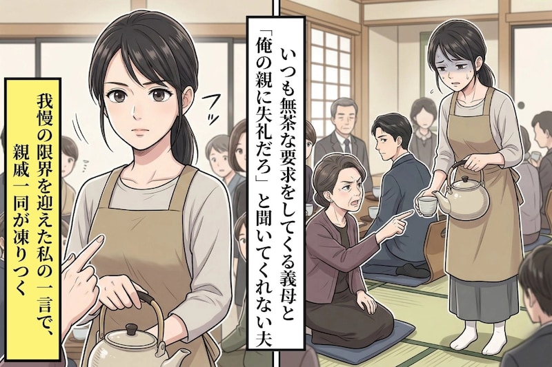 私に全てを任せる義実家。我慢の限界を迎えた私の一言で、親戚一同が凍りつく