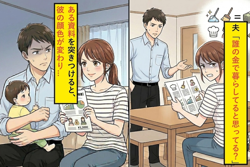 夫「誰の金で暮らしてると思ってる? 」。ある資料を突きつけると、彼の顔色が変わり...