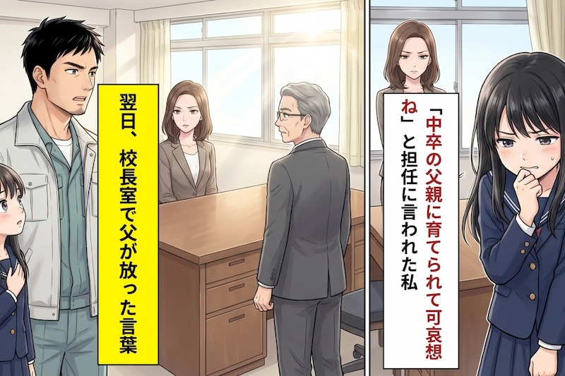 「中卒の父親に育てられて可哀想ね」と担任に言われた私→校長室で父が口にした一言