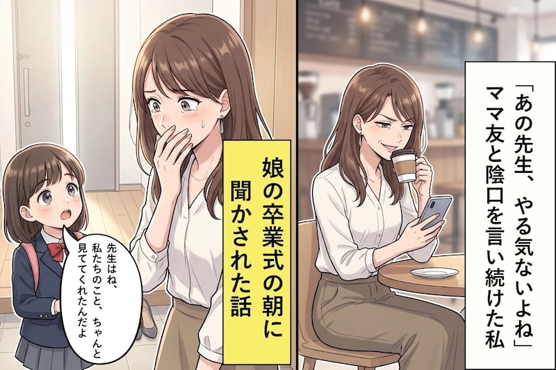 「あの先生、やる気ないよね」ママ友と陰口を言い続けた私が、娘の卒業式の朝に聞かされた話