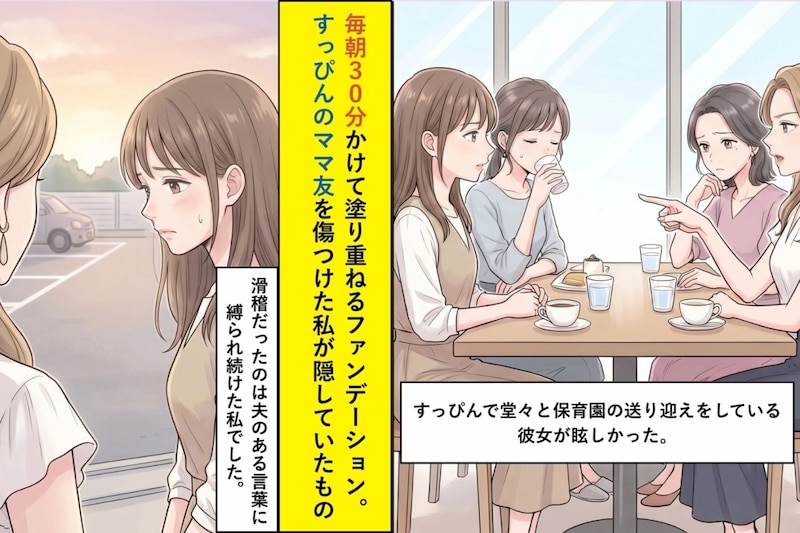 毎朝30分かけて塗り重ねるファンデーション。すっぴんのママ友を傷つけた私が隠していたもの