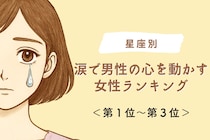 【星座別】涙で男性の心を動かす女性ランキング＜第１位～第３位＞