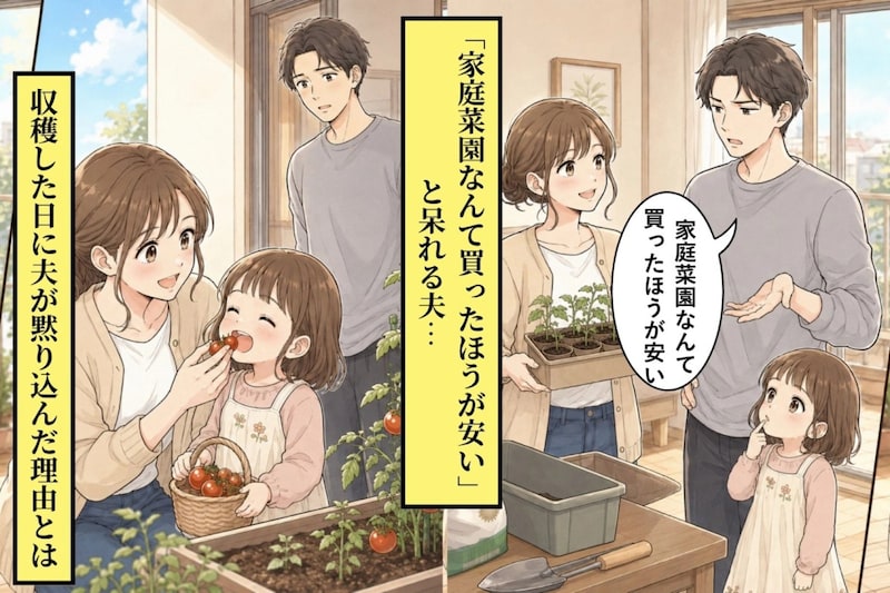 「家庭菜園なんて買ったほうが安い」と呆れる夫→収穫した日に夫が黙り込んだ理由