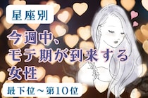 【星座別】今週中、モテ期が到来する女性ランキング＜最下位～第１０位＞