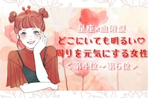 【星座×血液型別】どこにいても明るい♡周りを元気にする女性ランキング＜第４位〜第６位＞