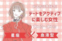 【星座×血液型別】お出かけ大好き♡デートをアクティブに楽しむ女性ランキング＜第１位〜第３位＞
