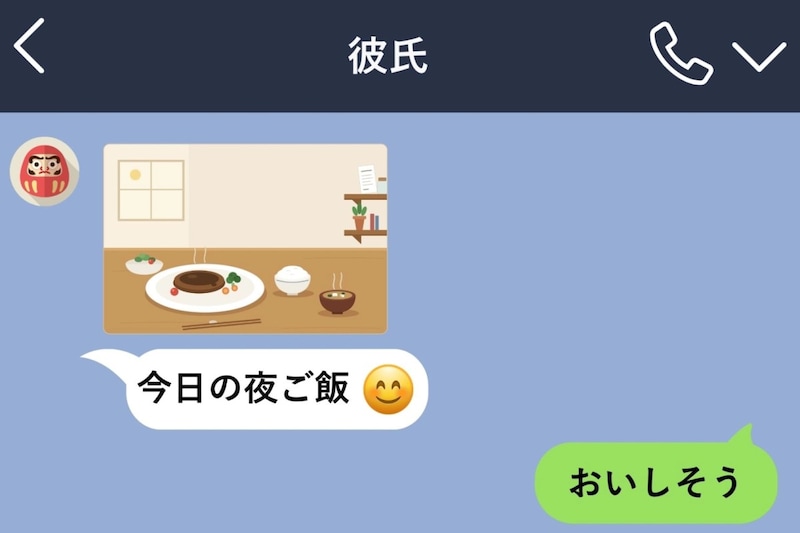 彼が送ってきた料理の写真→料理の脇に、見知らぬジュエリー店の伝票が映り込んでいた
