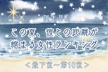 【誕生月別】この夏、彼との距離が縮まる女性ランキング＜最下位～第１０位＞