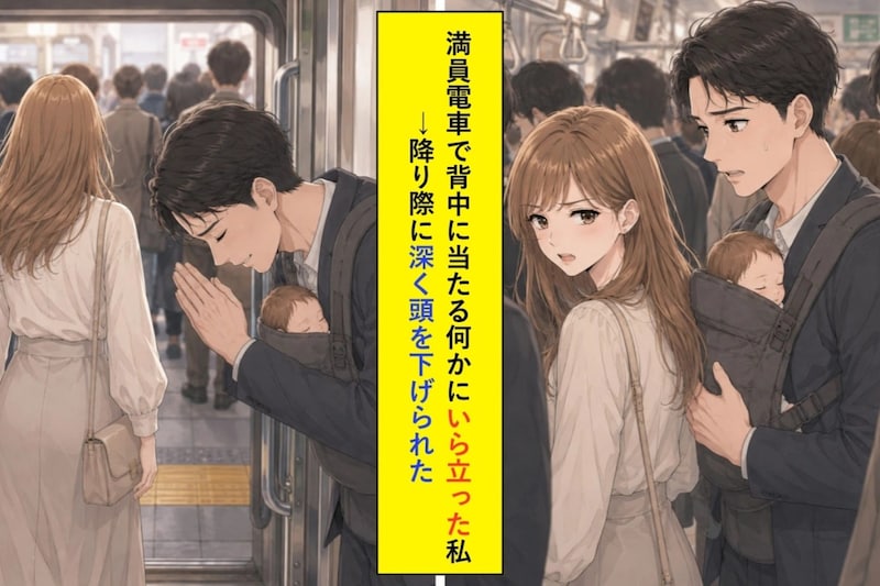 満員電車で背中に当たる何かにいら立った私が、降り際に深く頭を下げられた話