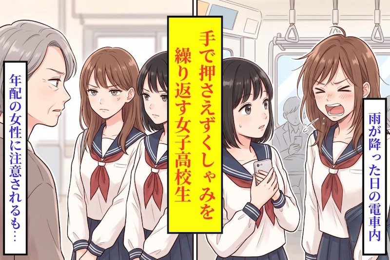 電車でくしゃみを続けた女子高生に、隣の男子が渡した物