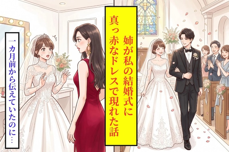 「そのドレス、目立ちすぎない？」姉が私の結婚式に真っ赤なドレスで現れた話