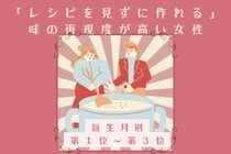 【誕生月別】「レシピを見ずに作れる」味の再現度が高い女性ランキング＜第１位～第３位＞