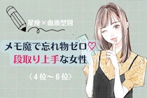 【星座×血液型別】メモ魔で忘れ物ゼロ♡段取り上手な女性ランキング＜第４位〜第６位＞