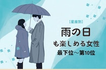 【星座別】雨の日も「恵みの雨だね」と楽しめる女性ランキング＜最下位～第１０位＞
