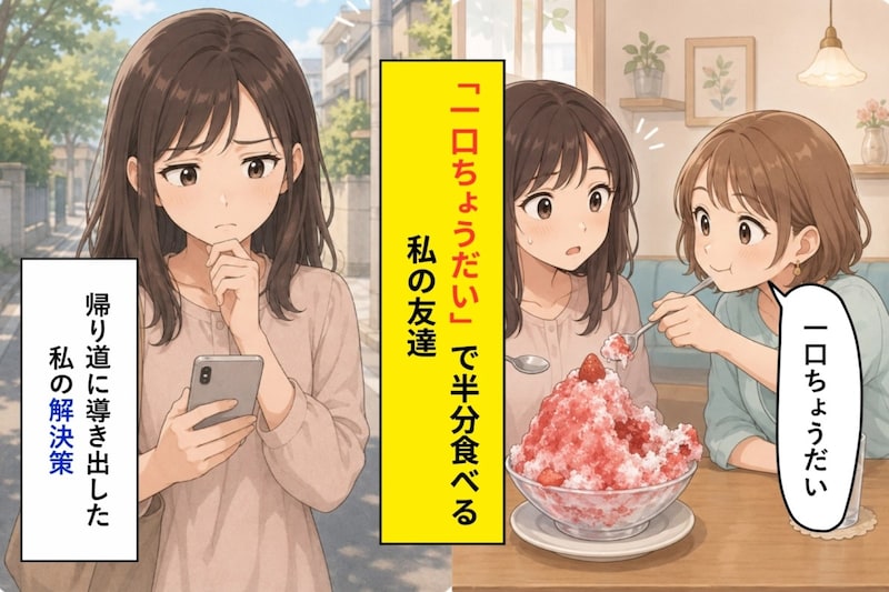 「一口ちょうだい」で半分消えるかき氷、次の店で私が先に頼んだ2つ
