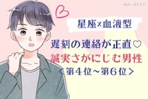 【星座×血液型別】遅刻の連絡が正直♡誠実さがにじむ男性ランキング＜第４位〜第６位＞
