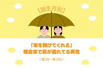 【誕生月別】「傘を傾けてくれる」相合傘で肩が濡れてる男性ランキング＜第１位～第３位＞