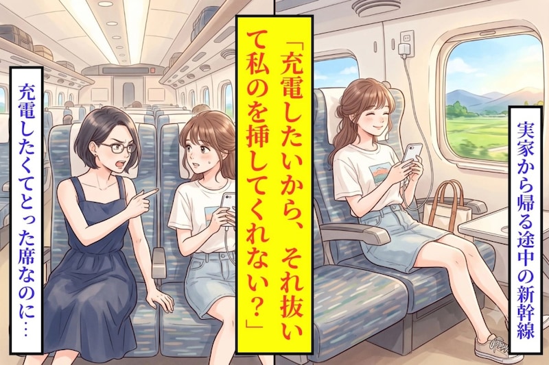 隣の客の「充電したいから、それ抜いて私のを挿してくれない？」、近くの席の一言で黙った話