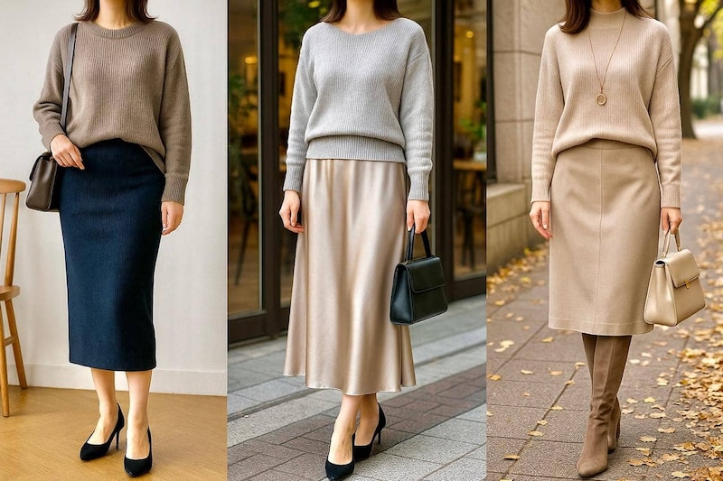 【若返り＆スタイルアップ】おば見え注意！一気に“ニット×スカート”がアカ抜けるコーデテク