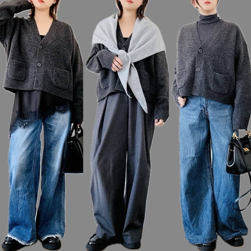 【ユニクロ】冬コーデが即アカ抜け。「ショート丈ニットカーデ」で楽しむ大人のレイヤード術