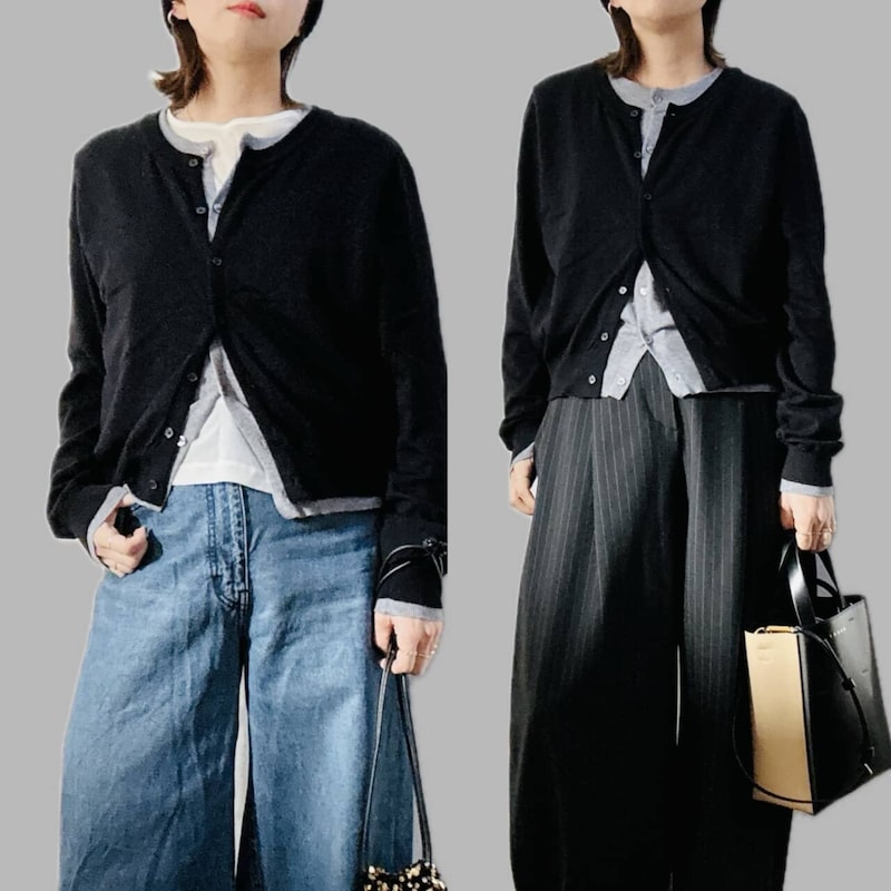 帰省も忘年会もこれ1枚でOK。40代の冬コーデを瞬時に“今っぽく”見せる【レイヤード見えニット】