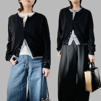 帰省も忘年会もこれ１枚でOK。40代の冬コーデを瞬時に“今っぽく”見せる【レイヤード見えニット】