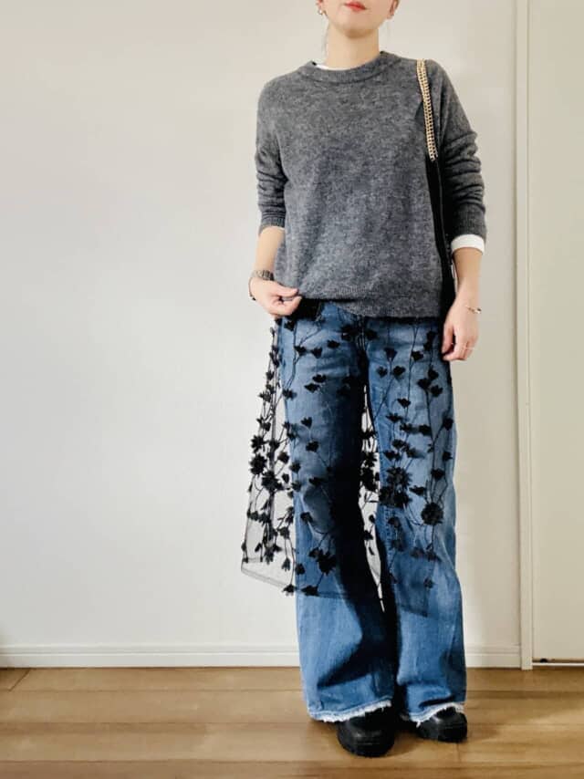 ラップスカート×デニムコーデ