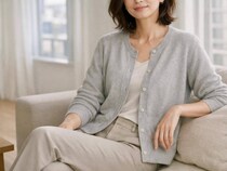 なんとなく羽織るだけだと“おば見え”？40代・50代のカーディガンは「前の開け方」で差がつく