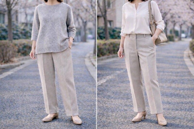 センタープレスパンツは“腰位置を上げる”と格段に美脚。40代・50代のスタイルアップ着こなし術