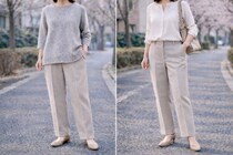 センタープレスパンツは“腰位置を上げる”と格段に美脚。40代・50代のスタイルアップ着こなし術