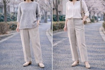 センタープレスパンツは“腰位置を上げる”と格段に美脚。40代・50代のスタイルアップ着こなし術