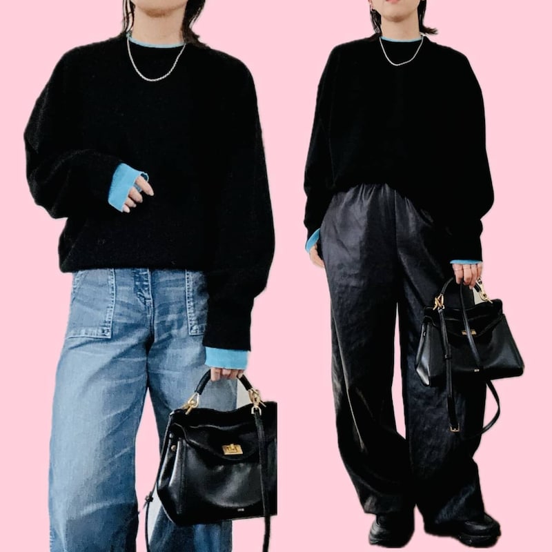 【１万円未満】重見え黒コーデを即刷新！40代・50代がアカ抜ける“技あり配色ニット”