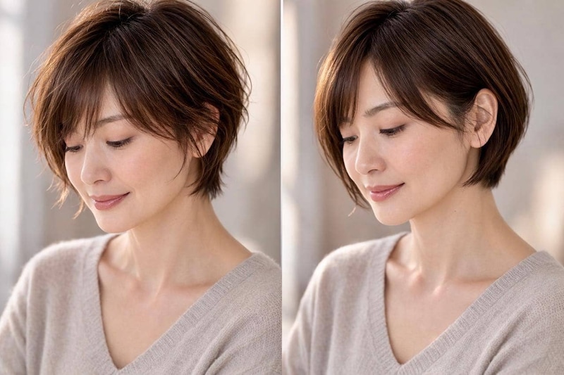 小顔に見えるのはどっち?ショートヘア&ショートボブの“顔まわり設計”の違い