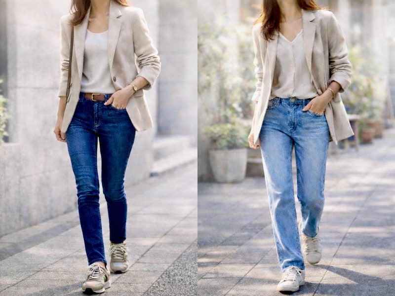 今っぽく見える人はここが違う。大人のデニムは“細すぎないシルエット”が正解