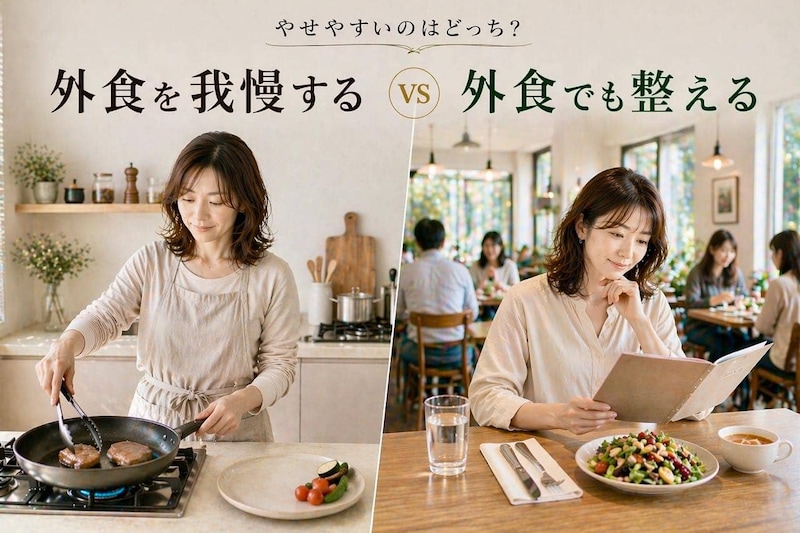 外食を我慢する vs 外食でも整える。やせやすい人の“食事の選び方”の違い