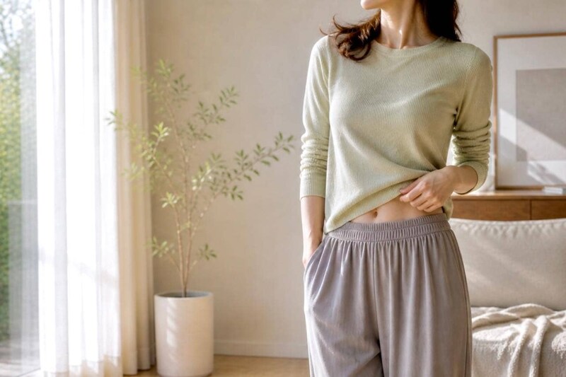 脇腹のシルエットが変わる。ぼやけたくびれラインが整う“体幹ねじり”ポーズ