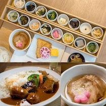 杜の都の魅力的な朝食。【ホテルグランバッハ仙台】16種類の小鉢が並ぶカラフルな和食膳