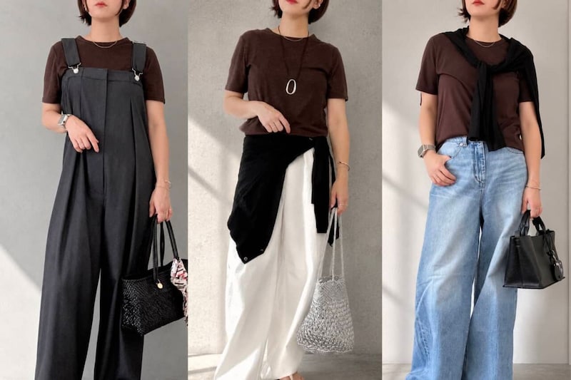 990円なのに高見え！【GU】大人の夏コーデは「ブラウンのシアーT」が正解。ラクなのにきちんと見える着回し３選