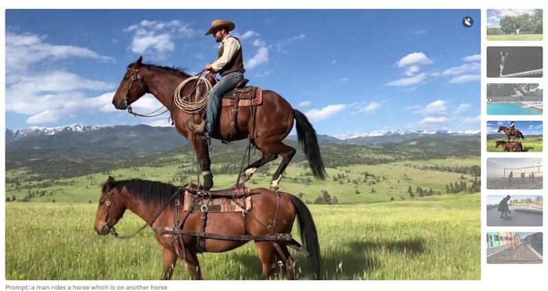 馬の上に馬が乗り、さらにその上に乗った男