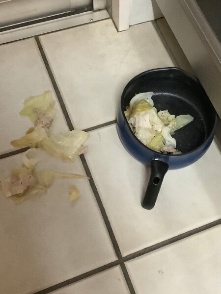 1枚目と2枚目は夕食後の鍋を片付けるのを忘れていた翌朝の光景