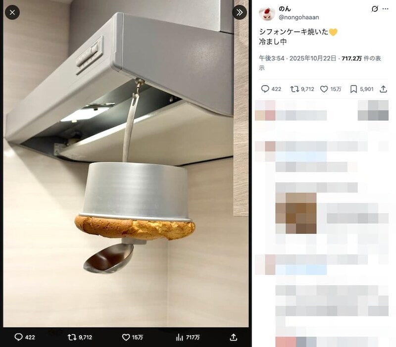 宙吊りにされたシフォンケーキ