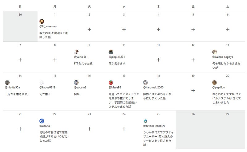 12月1日から25日まで、毎日1つずつ記事を公開。カレンダーの空いた日付には自由に記事を寄稿できる