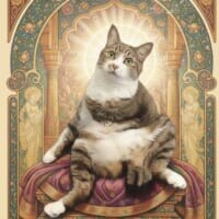 姉から送られてきた「愛猫の謎宗教画」が神々しすぎる　新たな神の誕生に「入信します」の声続出